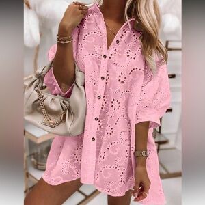 Pink Eyelet Tunic Dress